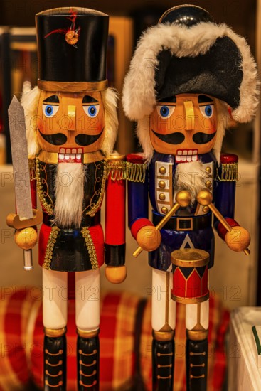 Sales stand with nutcracker figures, Christkindlmarkt, Marienplatz, Munich, Upper Bavaria, Bavaria, Germany