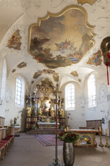 Interior view, monastery church, St. Märgen, Southern Black Forest, Black Forest, Baden-Württemberg, Germany
