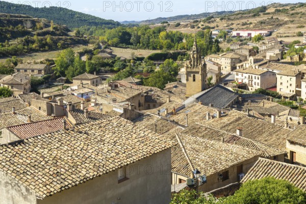 Rooftops of medieval village of Uncastillo, Cinco Villas, Zaragoza province, Aragon, Spain