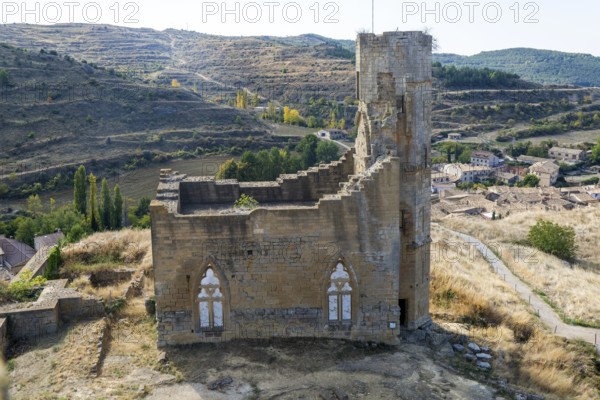 Palace of Pedro IV ruin medieval village of Uncastillo, Cinco Villas, Zaragoza province, Aragon, Spain
