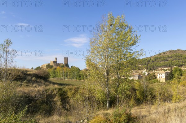 Castle of medieval village of Uncastillo, Cinco Villas, Zaragoza province, Aragon, Spain