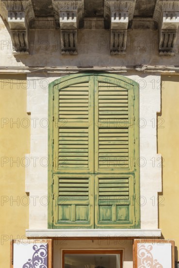 Traditional house window, Ragusa Ibla, Ragusa province, Sicily, Italy