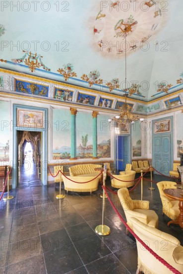 Music room, Donnafugata Castle, Donnafugata, Ragusa province, Sicily, Italy