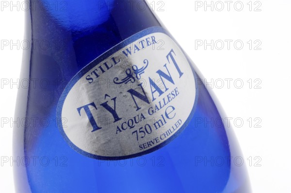 Mineral water, Ty Nant, in blue designer bottle, water from Wales, is considered one of the best spring water in the world
