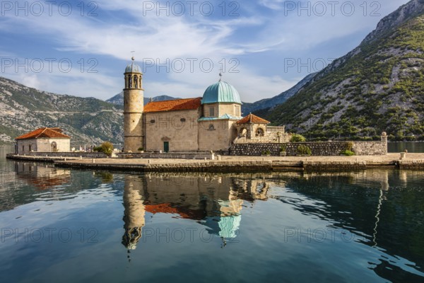 Former Perast seafaring center with the interesting offshore island of Gospa od Skrpjela - St. Marien, in the Bay of Kotor, Montenegro, Perast, Montenegro