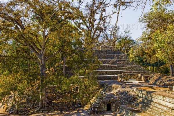Temple 16 with entrance to the Rosalila Tunnel, Copan, Honduras