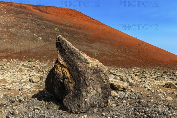 Montana Colorada volcano, volcanic area of the Timanfaya Fire Mountains, Lanzarote, Canary Islands, Spain, Timanfaya, Lanzarote, Spain