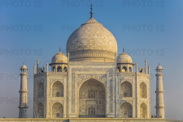 Taj Mahal after sunrise, most famous building of the Mughal period in Agra