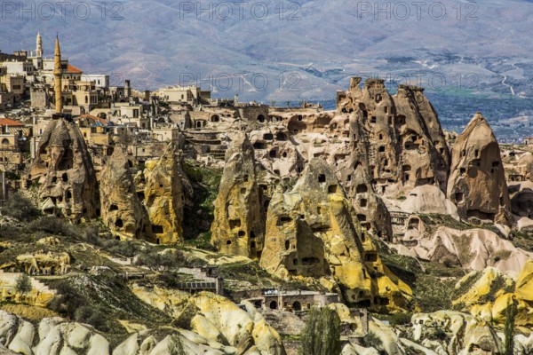 Uechisar Castle, fantastic tuff rock formations, Cappadocia, Turkey