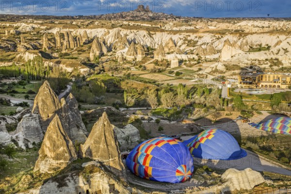 Balloon ride over fantastic tuff rock formations, Cappadocia, Turkey