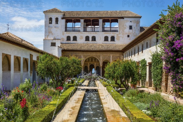 Irrigation Canal Courtyard, Patio de la Acequia, Generalife, Summer Palace of the Moorish Rulers, Oldest surviving Moorish Garden, Granada