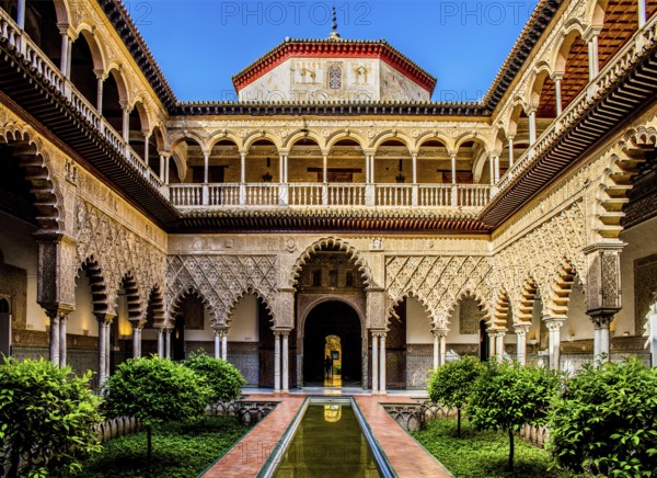 Mädchenhof, Patio de las Doncellas, Alcázar, Sevilla, Seville, Andalucia, Spain