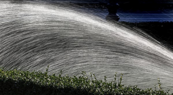 Lawn sprinkler, water, fresh water, symbolic picture, water, drops of water, rain, grass, drought, climate change, Berlin, Germany