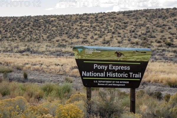 Austin, Nevada - A sign marks the path of the historic Pony Expresss trail