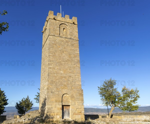 Torre del Homenaje del Castillo tower, Castle of Peña Felizana, Sos del Rey Católico, Zaragoza province, Aragon, Spain