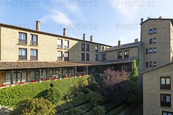 Parador hotel buildings, Sos del Rey Católico, Cinco Villas district, Zaragoza province, Aragon, Spain