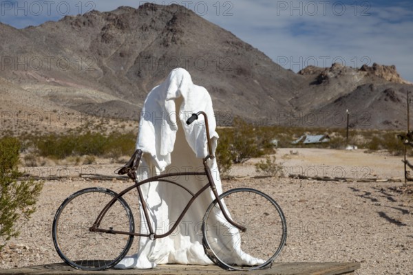 Beatty, Nevada - Art is the attraction in Rhyolite, a town that boomed briefly after gold was discovered in 1904. Albert Szukalski created 'Ghost Rider' with a donated bicycle