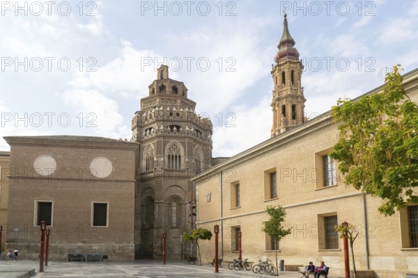 Mudejar Architecture of cathedral church Savior of Zaragoza, Plaza de San Bruno, Zaragoza, Aragon, Spain