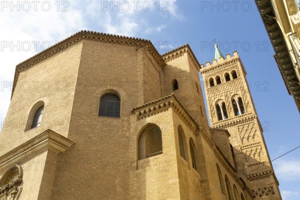 Mudejar architecture of Savior of Zaragoza, cathedral church building, also known as La Seo, Zaragoza, Aragon, Spain