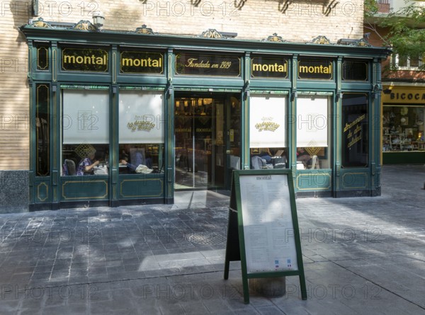 Montal historic cafe restaurant and shop, Plaza de San Filipe, Zaragoza, Aragon, Spain, Europe founded 1919