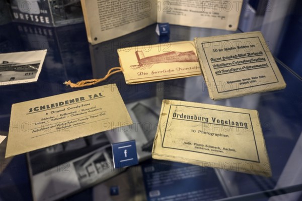 Exhibits from the exhibition Determination Herrenmensch in the former NS Ordensburg Vogelsang, interior view, Eifel National Park, Schleiden-Gemünd, North Rhine-Westphalia, Germany