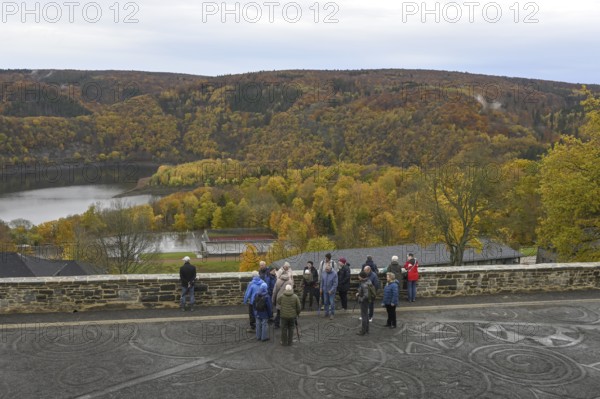 Group of visitors to the former NS Ordensburg Vogelsang, Eifel National Park, Schleiden-Gemünd, North Rhine-Westphalia, Germany