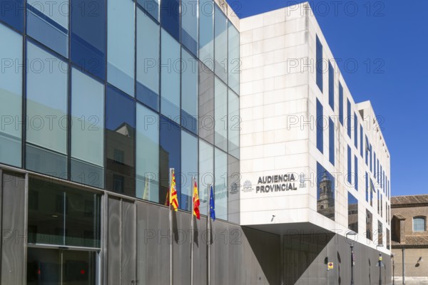 Audiencia Provincial government courts modern building, Zaragoza, Aragon, Spain