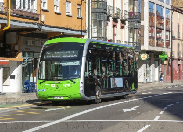 Inzar bus 100% electric vehicle public transport system of Zaragoza, Aragon, Spain, Europe operated by Avanza