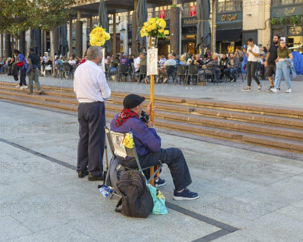 Men saying rosary prayers for human life, Rosario Por La Vida, Zaragoza, Aragon, Spain