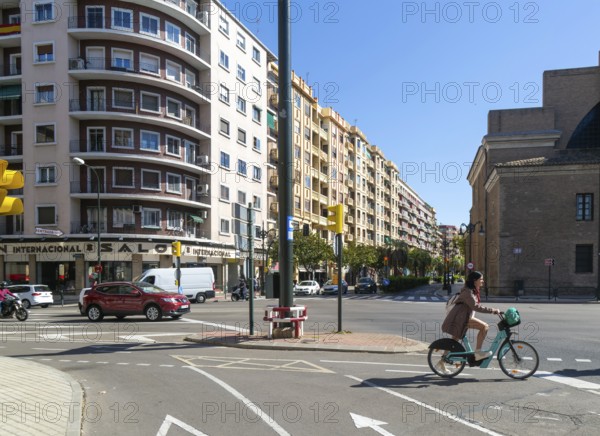 Modern residential apartment block buildings, Calle del Conde de Aranda, city centre of Zaragoza, Aragon, Spain