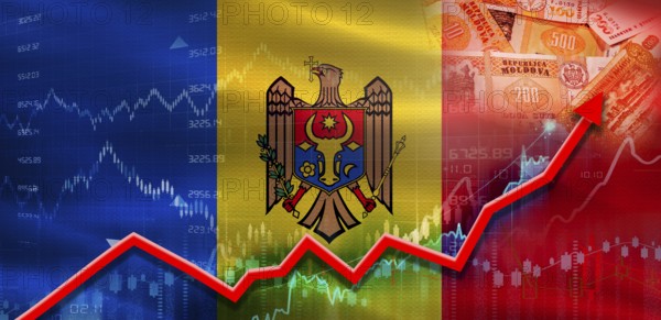 Moldavia financial growth on market graph. Moldavia economic growth on financial graph