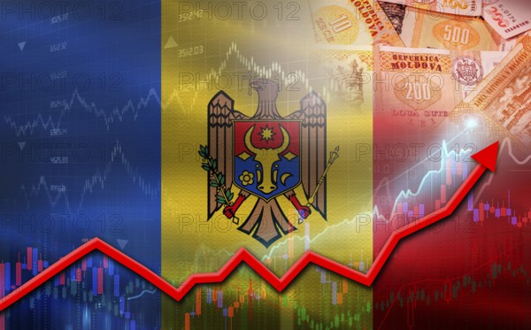 Moldavia economic growth on financial graph. Moldavia financial growth on market graph