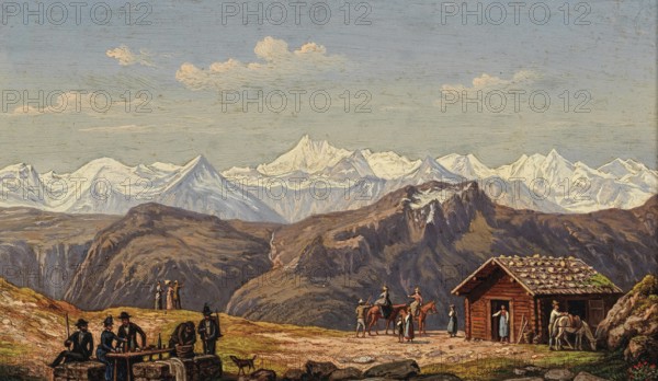 View from Gamskogel of Bad Gastein, Bad Hofgastein, Salzburger Land, Austria, based on a painting by Hubert Sattler (1817-1904), reproduction from a 19th-century model. Authentic, file restored for optimal use, exact date of original unknown