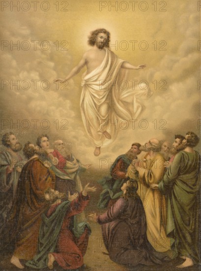 Biblical scene, Bible, The Ascension, Assumption of Mary, the Mother of Jesus, with body and soul, illustration, reproduction from a 19th century model. Authentic, file restored for optimal use, exact date of submission unknown, historical