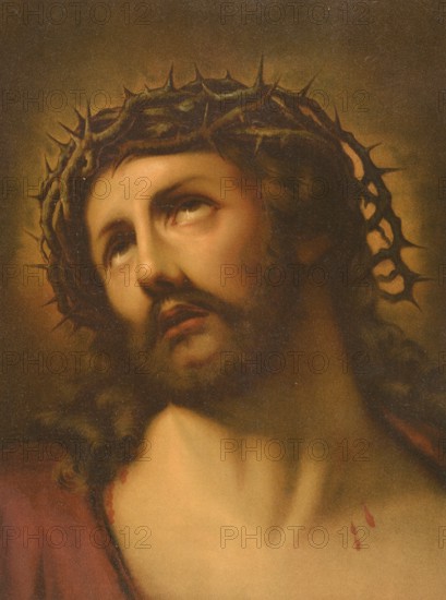 Biblical scene, Bible, man of suffering, a prophetic description of the suffering servant of God from Isaiah 53, who was later identified with the suffering Jesus Christ, illustration, reproduction from a 19th-century model. Authentic, file restored for optimal use, exact date of submission unknown, historical