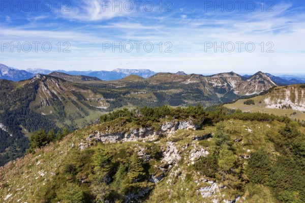 Drone shot, Egelseehörndl, Postalm, Osterhorn Group, Salzkammergut, Province of Salzburg, Austria