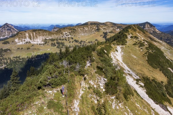 Drone shot, At the summit of Egelseehörndl, Postalm, Osterhorn Group, Salzkammergut, Province of Salzburg, Austria