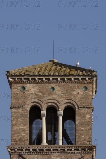 Bell tower of a church in the city of Rome, Italy