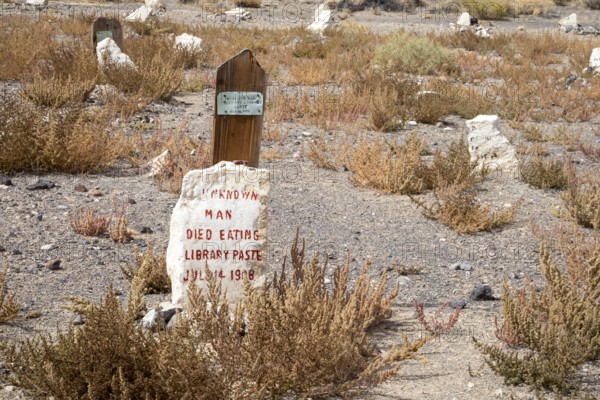 Goldfield, Nevada - Goldfield Historic Cemetery. One grave holds an unknown man who died from eating library paste