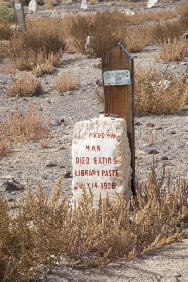 Goldfield, Nevada - Goldfield Historic Cemetery. One grave holds an unknown man who died from eating library paste