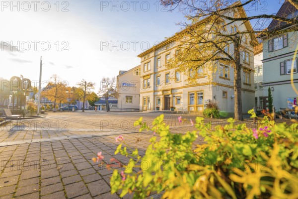 Quiet site in a rural town surrounded by historic buildings in sunshine, Aidlingen, Böblingen district, Germany