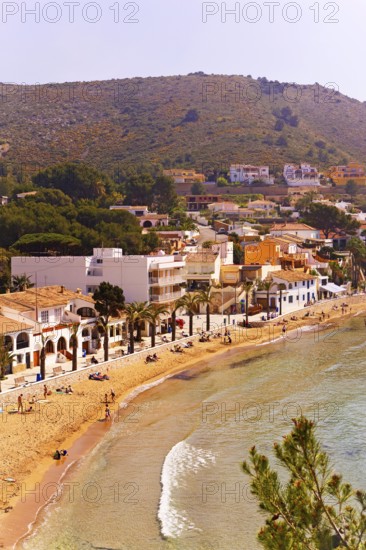 Bay, Moraira, former fishing village, pearl of the Costa Blanca, Mediterranean Sea, Playa del Portet, Valencia, Spain