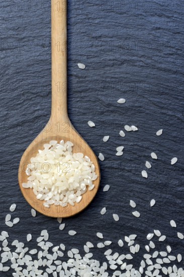 Rice grains in cooking spoons, rice