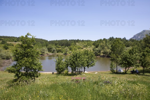 Vrmdza Lake or natural lake at the foot of Mount Rtanj, Sokobanja, Serbia