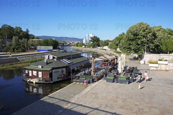 Restaurant boat on the Nišava river, old town, Niš, Serbia