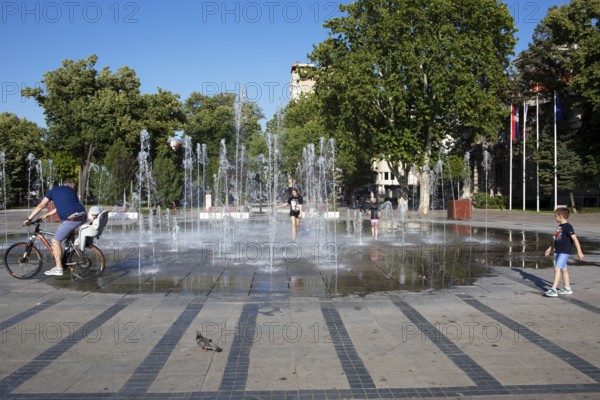 Water feature at King Milam Square, Old Town, Niš, Serbia