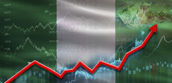 Nigeria financial growth on market graph. Nigeria economic growth on financial graph