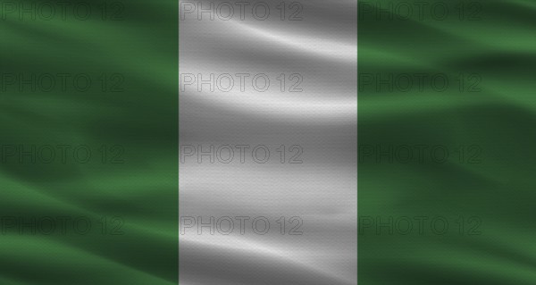 Nigeria flag with fabric texture. Realistic flag of Nigeria waving