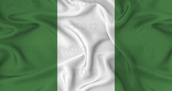Realistic Nigerian flag waving Close up of flag of Nigeria with cloth texture