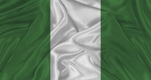 Flag of Nigeria with cloth texture Close up of Nigeria flag waving